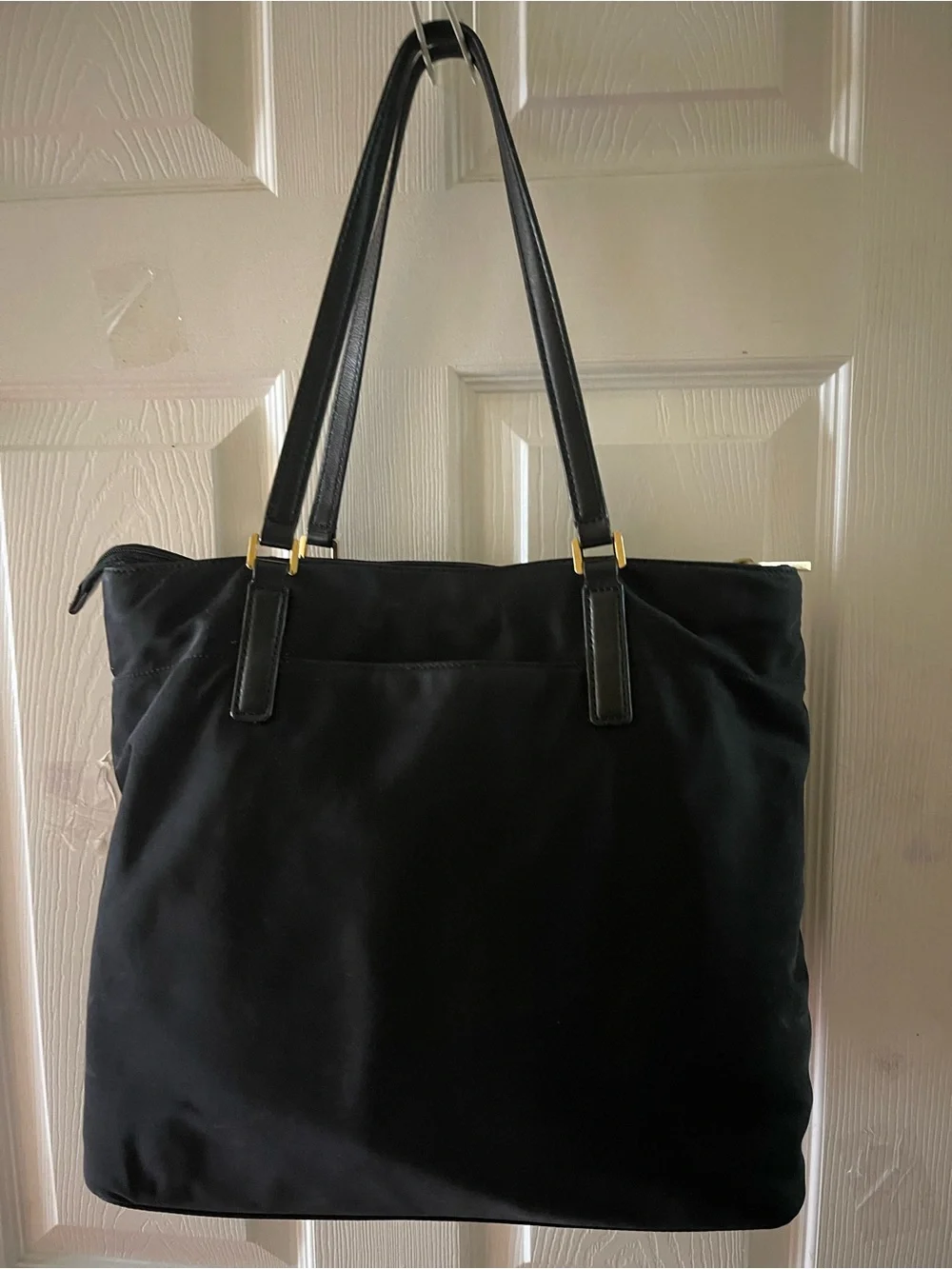 MICHAEL KORS Black Nylon Medium Tote with Gold tone Hardwares .